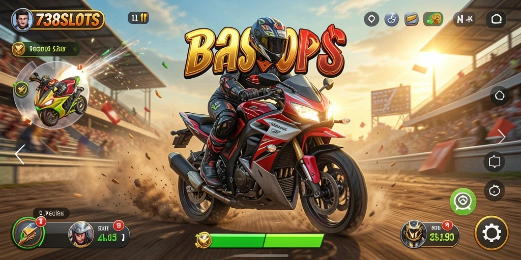 Tampilan balapan motor yang memukau di 738SLOTS.