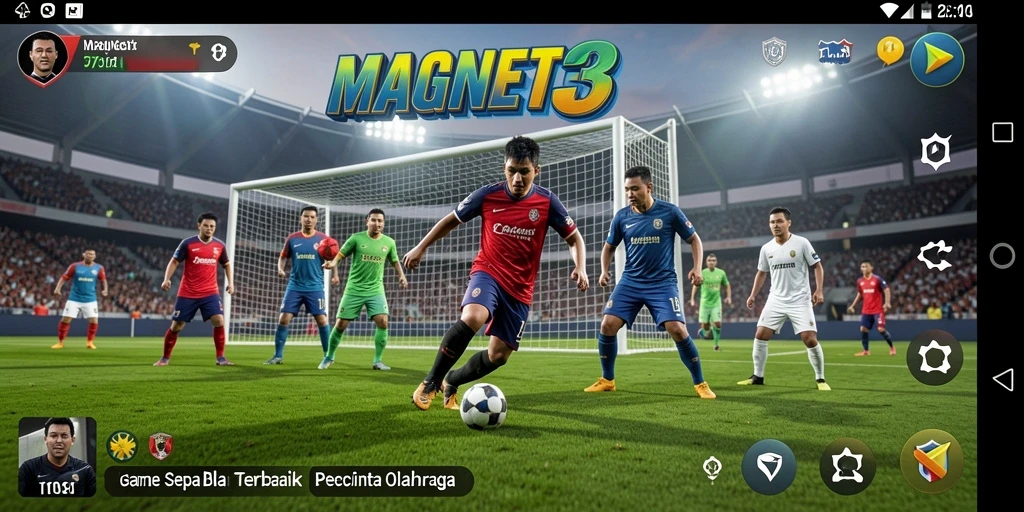 Screenshot dari gameplay MAGNET33 yang menampilkan pertandingan sepak bola yang seru.