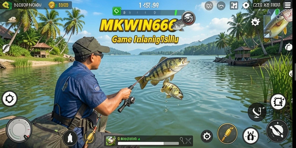 Tampilan gameplay MKWIN666 dengan aksi memancing yang dinamis.