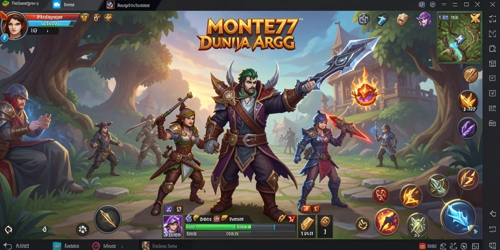Screenshot utama MONTE77 menampilkan aksi seru dalam pertempuran ARPG.